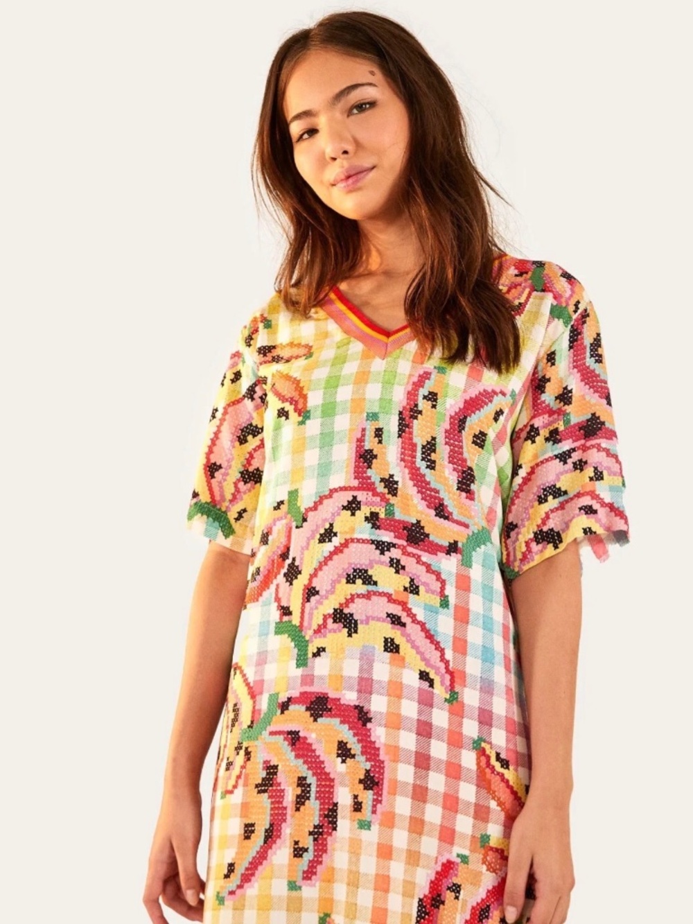 NWT FARM RIO BANANA VICHY DRESS SIZE EXTRA SMALL PK1827 DI39